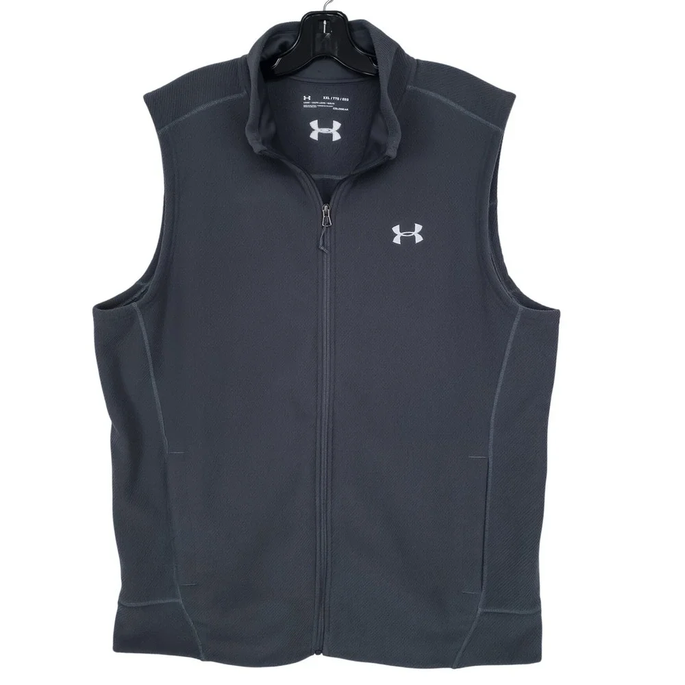 Under Armour Vest Mens XXL Grey ColdGear GOLF Full Zip Fleece